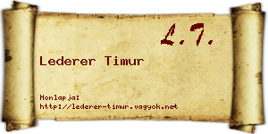 Lederer Timur névjegykártya
